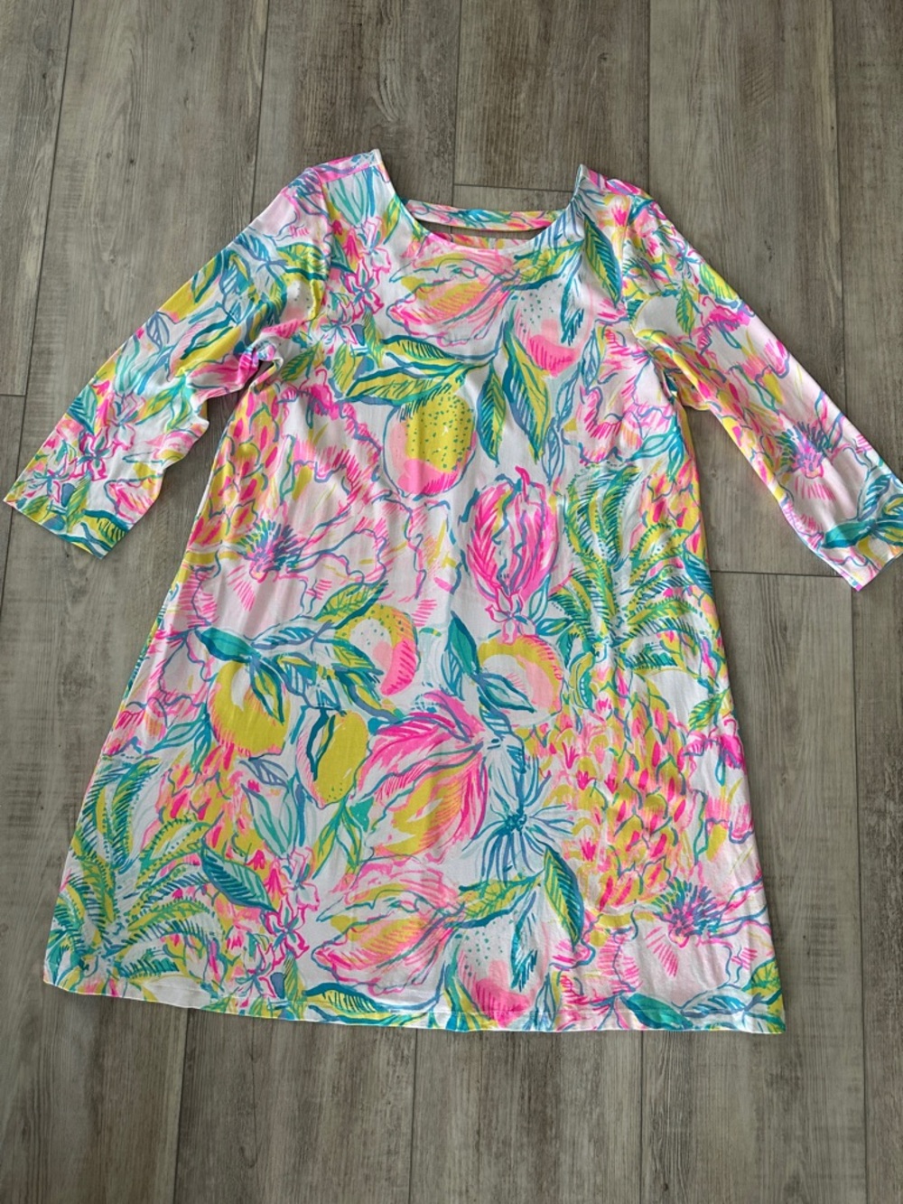 Lilly Pulitzer Pink, Yellow & Teal Floral Shift Dress